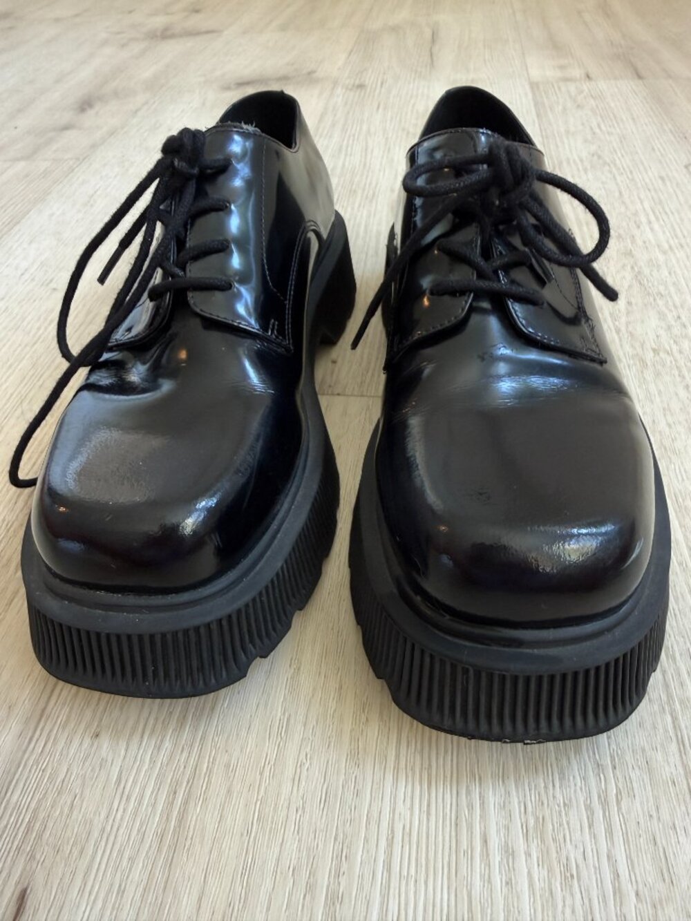 Jeffrey Campbell Black Y2K The Office Grunge Patent Platform Oxford Shoes 8.5 - Picture 3 of 10